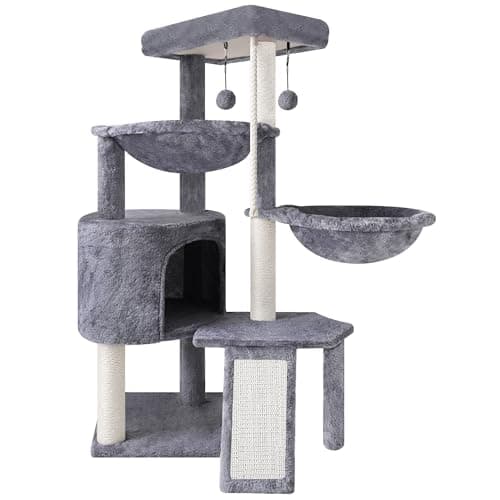 Xin Three-Layer Cat Tree with Condor and Two Hammocks, Grey — 37.4" Grey