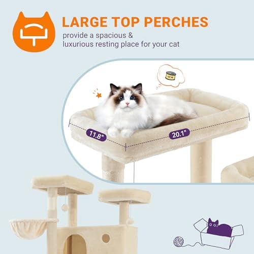 Allewie 81-Inch Tall Multi-Level Cat Tree with Condo and Hammock