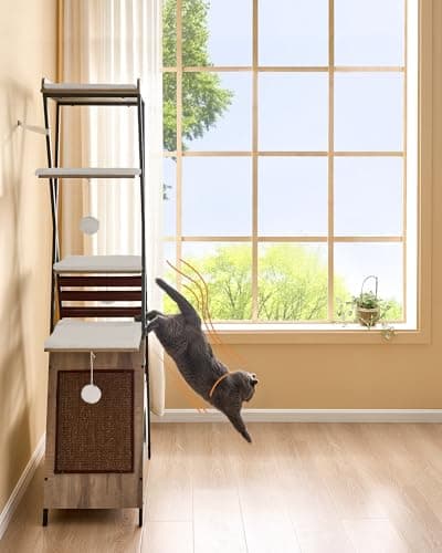 FourFurPets Camel Brown 72.4" Multi-Level Cat Tree with Scratching Board