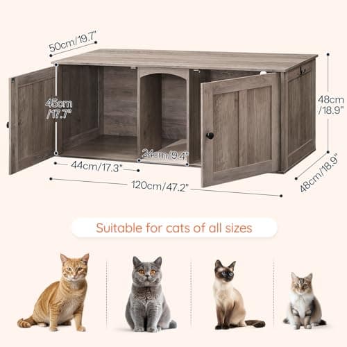 HOOBRO Greige Double Room Cat Litter Box, Perfect for 2 Cats
