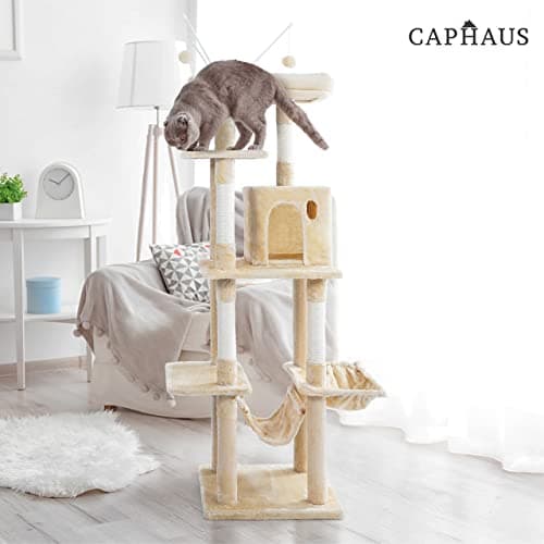 CAPHAUS 70-Inch Multi-Level Cat Tree with Hammock & Scratching Posts