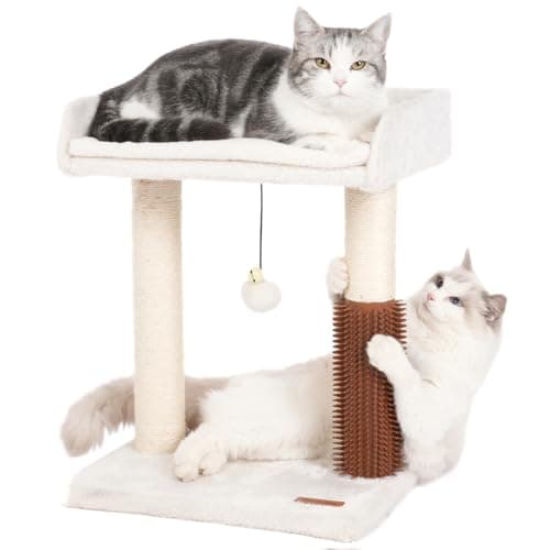 Large Cat Tree Tower with Scratch Post & Groomer - Beige — Beige