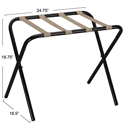 2126-1 Black Frame Khaki Straps Folding Luggage Rack