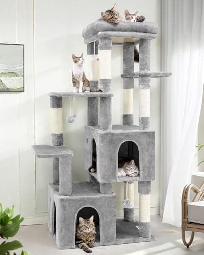 Heavy Duty F61 Cat Tower for Large Cats, Maine Coon, 61 inch Dark Grey — Light Grey