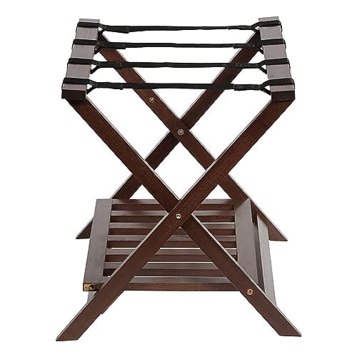 PJ Wood Folding Luggage Rack with Shoe Storage (2 Pack)