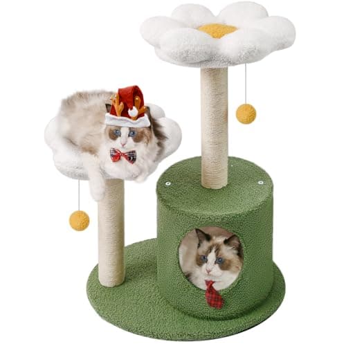 Pink Flower Cat Tree for Indoor Cats — Green