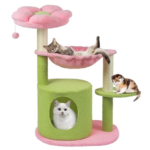 33'' Cute Cat Tower with Toys and Top Perch for Indoor Cats