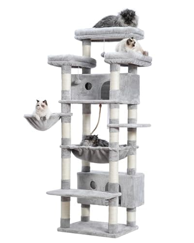 Smoky Gray Large Cat Tree for Indoor Adult Cats GCT030G — Light gray