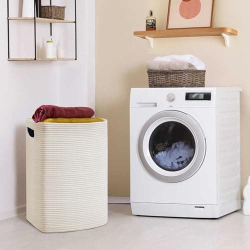 Tall Woven Laundries Basket - White, 16"x13"x22", 75L
