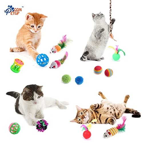 GONPET Set for Indoor Cats: 23 PCS Kitten Toys Including Tunnel & Teaser Wand