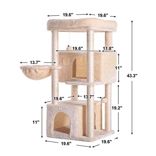 Hey-brother Large Cat Tree with Sisal Scratching & Plush Condos MPJ011M