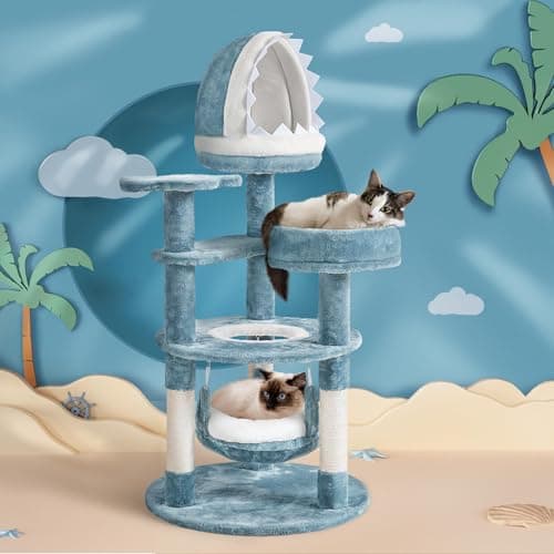 Yaheetech Ocean-Themed 45.5in Cat Tree with Shark Nest & Sea Star Perch