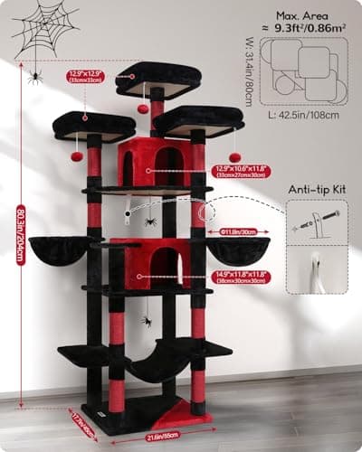 Gothic Cat Tower for Multiple Adult Cats - XXL Halloween Cat Tree