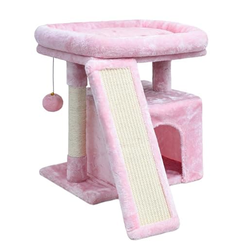 Light Grey Indoor Cat Tree with Scratching Post & Perch (Stable Condominium) — Pink