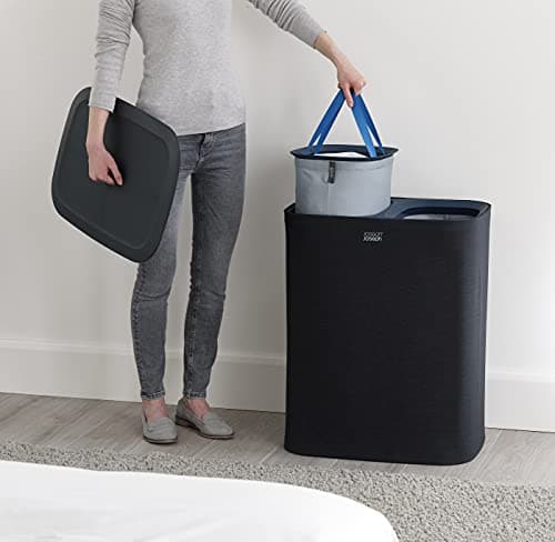 Joseph Joseph Tota 90-Liter Laundry Hamper with Lid, 2 Removable Bags - Carbon Black