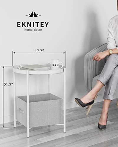 EKNITEY Waterproof Folding End Table for Living Room and Office