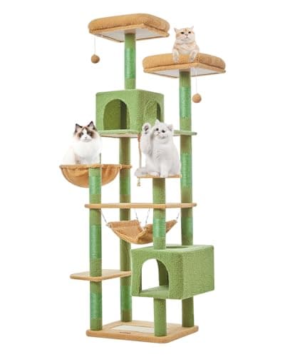 Taoqimiao 71-Inch Multi-Level Cat Tree with 10 Scratching Posts & 2 Caves