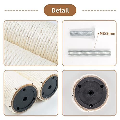 10" Sisal Cat Scratching Post Refill for Cube Tower, 2 Pack with Screws, White