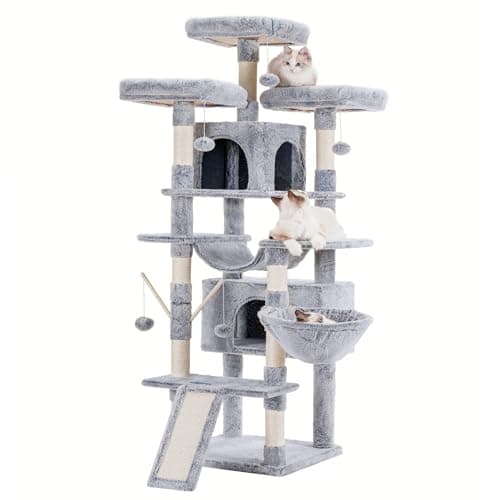 Smoky Gray XL Cat Tree - 71 Inches Multi-Level with 3 Perches & Scratcher MPJ034G — Pewter