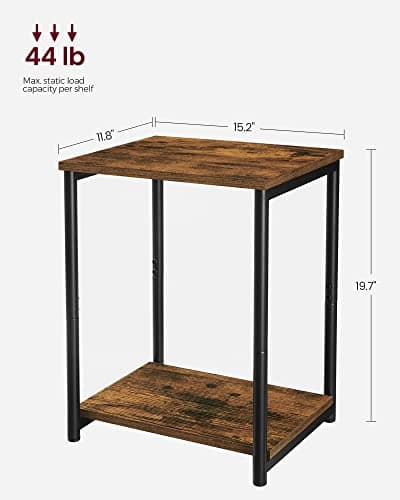 VASAGLE Rustic Brown & Black Side Table Set, Living Room, Bedroom, Office, Bathroom