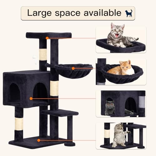BestPet 36 Inch Tall Cat Tree with Scratching Post & Hammock (Dark Gray)