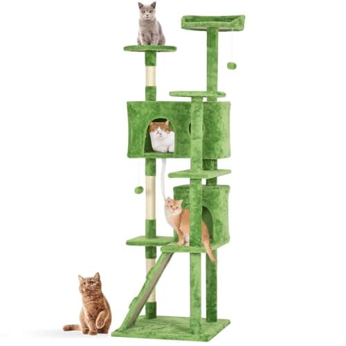 Indoor Cat Tree 53 Inches with Dangling Ball & Funny Toys, Dark Gray — GREEN