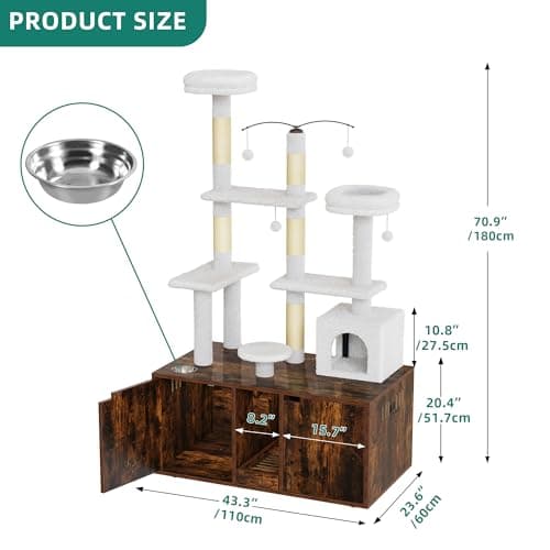 YITAHOME 71 Inch Cat Tree with Double Litter Box Enclosure and Cat Tower Condo for 2 Cats