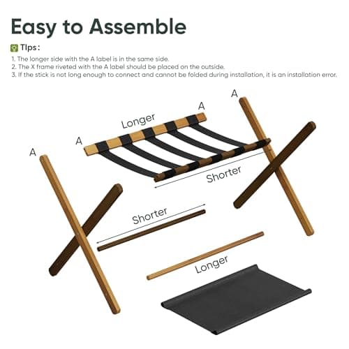 Folding Luggage Rack for Guest Room, Wood Finish - Holds up to 131 lb
