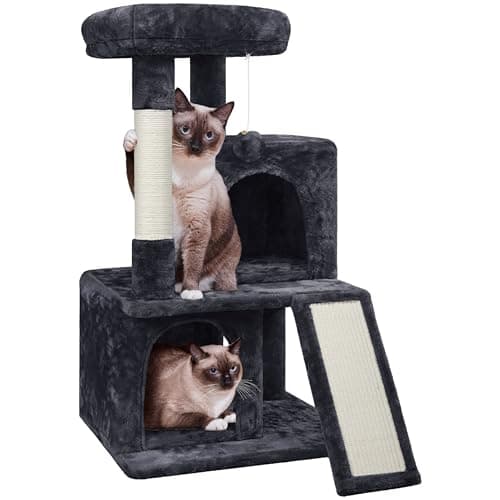 Yaheetech 36in Indoor Cat Tree with Perch, Scratching Posts & Dangling Ball — Graphite Gray