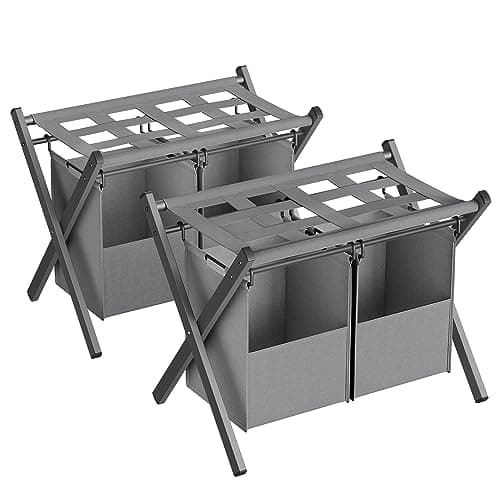 SONGMICS 2 Pack Slate Gray Luggage Racks with Laundry Bag, Foldable for Guest Room Storage URLR008G02 — Slate Gray