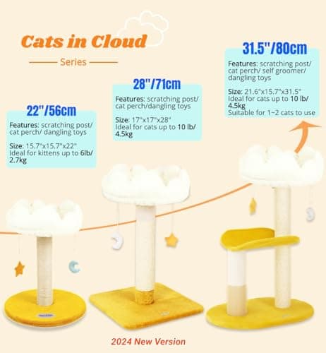 Happy N Pets Cloud Cat Tree: 31.5in Multi-Level Indoor Cat Tower