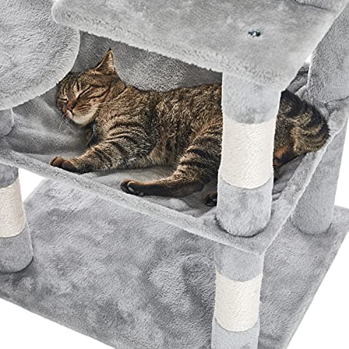 Catinsider Multi-Level Cat Tree with Sisal Scratching and Plush Perches Light Gray