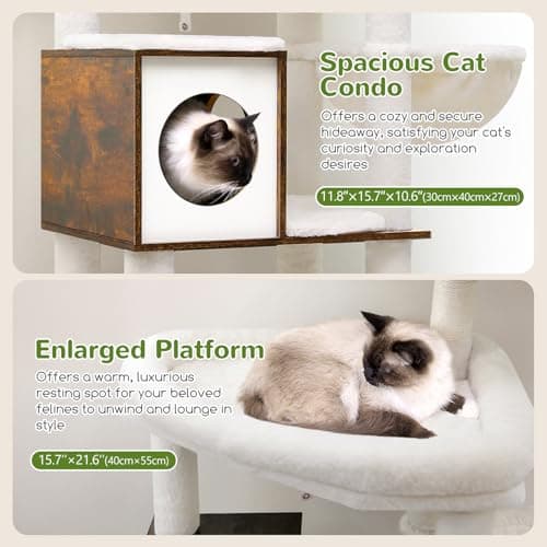 Tall 66-inch Modern Cat Tower for Indoor Cats with 4 Scratching Posts