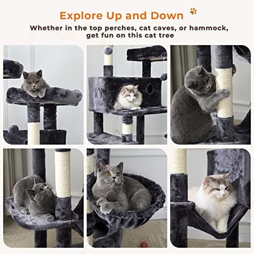 MSmask Cat Tree with Hammocks, Condo, Perches, Scratching Posts, Climbing Tree
