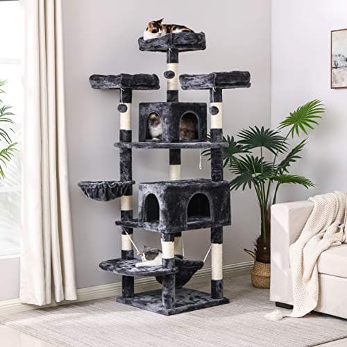 BEWISHOME Large Multi-Level Cat Tree with Plush Perches and Sisal Post MMJ14H