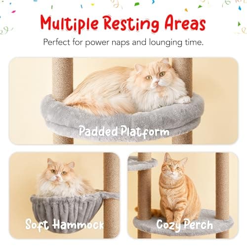 Adjustable Floor to Ceiling Cat Tower with 7 Tiers and Scratching Posts - Ideal for Indoor Cats