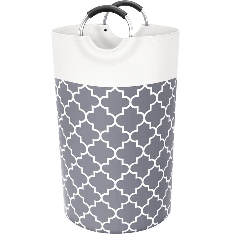 Large Collapsible Laundry Hamper Bag with Handles, 82L Waterproof Storage for College Dorm and Family (Grey) — Gray