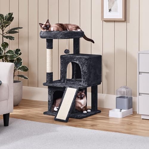 Yaheetech 36in Graphite Gray Indoor Cat Tree with Perch, Scratching Posts & Play Structure