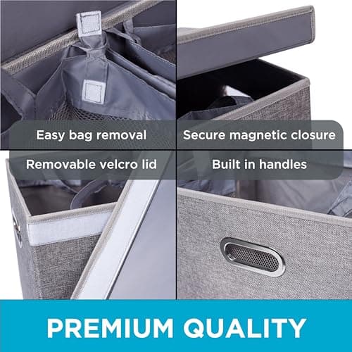 Birdrock Home Collapsible Laundry Hamper with Lid & Sorting Bags