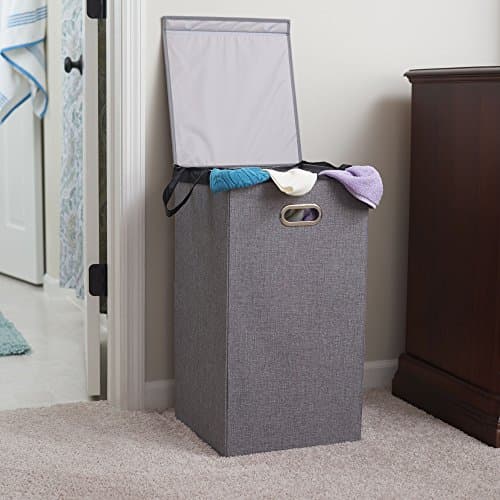 Grey Collapsible Laundry Hamper with Magnetic Lid - Household Essentials