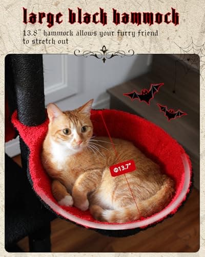 Black Gothic Cat Tree with Coffin Bed & Cat Condo for Indoor Cats