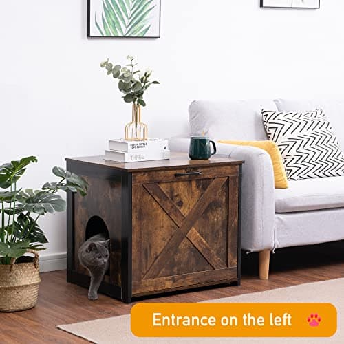 Dwanton Cat Litter Box Furniture with Reversible Entrance