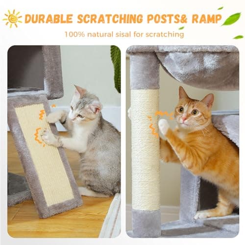 PAWZ Road Large Cat Tree with 41-Inch Multi-Level Tower & 2 Spacious Condos-Gray