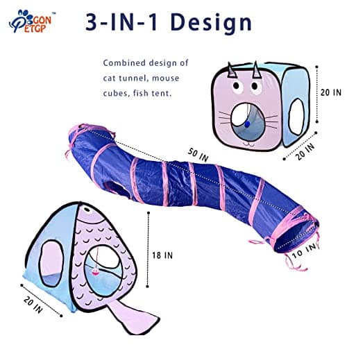 GONPET Set for Indoor Cats: 23 PCS Kitten Toys Including Tunnel & Teaser Wand