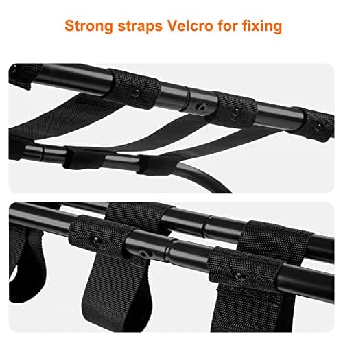 Steel Folding Luggage Rack with Storage Shelf, Black