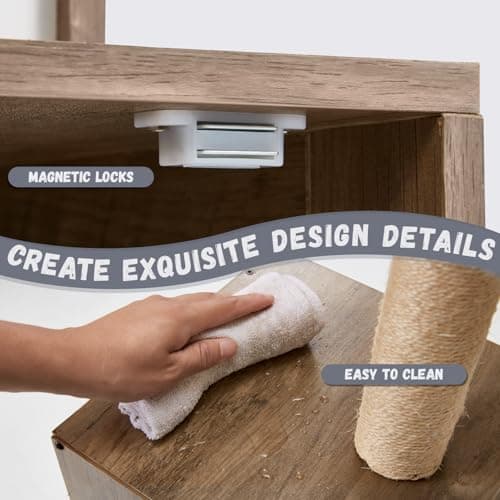 Erinnyees Litter Box with Cat Tree & Hidden Washroom for Indoor Cats