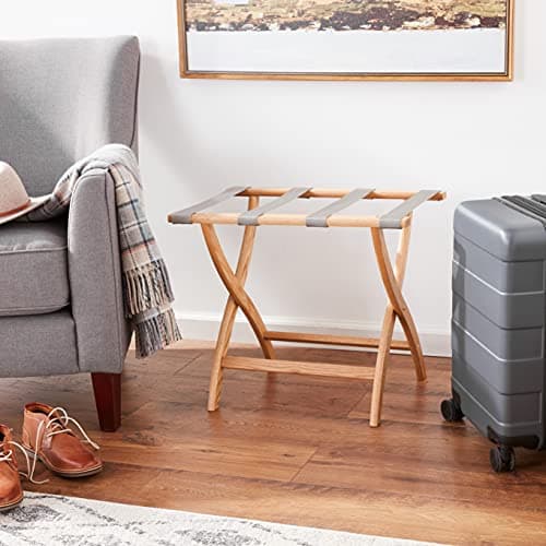 Light Oak Wooden Mallet Designer Curve Luggage Rack
