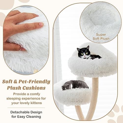 Tall 70" Cat Tree with Scratching Posts, 3 Cozy Perches & Dangling Balls for Large Cats