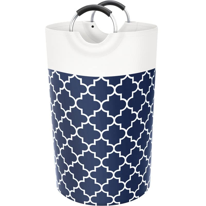Large Collapsible Laundry Hamper Bag with Handles, 82L Waterproof Storage for College Dorm and Family (Grey) — Blue
