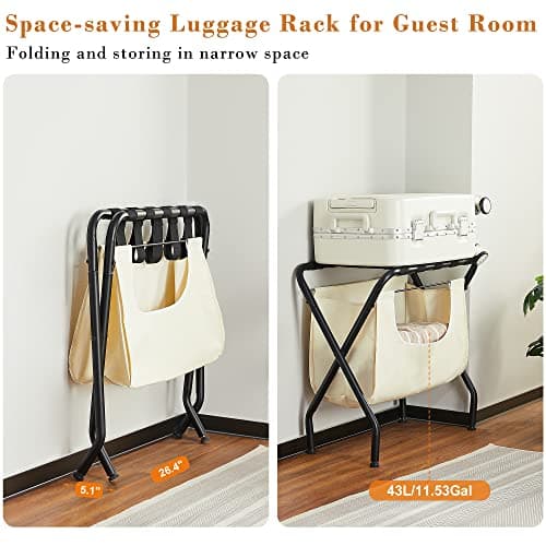 Elyken 2 Pack Luggage Rack, Dirty Clothes Storage, Max 110lbs, Black